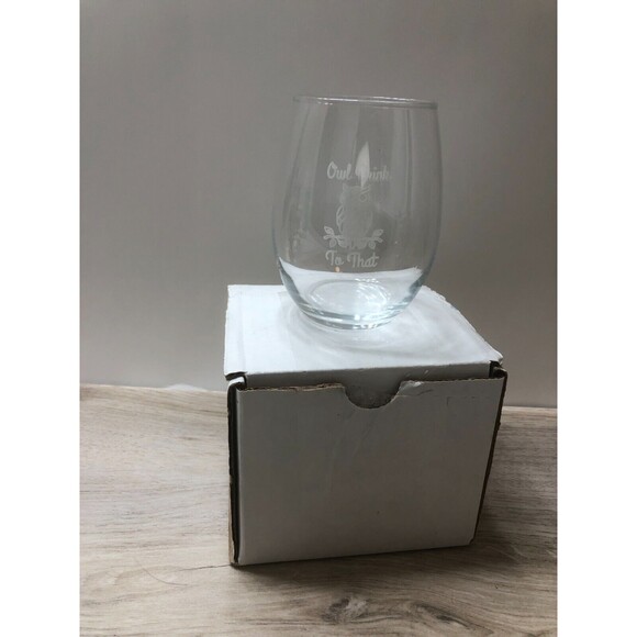 New In Box "Owl Drink to That" Wine Glass 4 1/2" - Picture 5 of 6